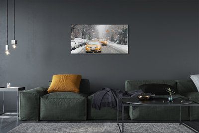Canvas képek Téli hó town car