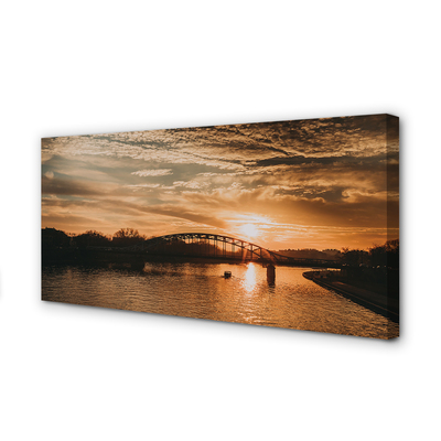 Canvas képek Krakow folyami híd naplemente