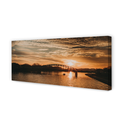 Canvas képek Krakow folyami híd naplemente