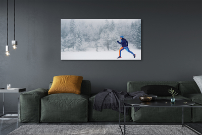 Canvas képek Forest téli hó férfi