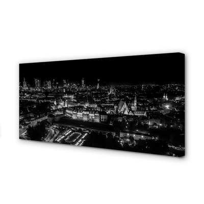 Canvas képek Éjszakai panoráma Varsó felhőkarcolók