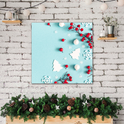 Canvas képek Karácsonyi díszek hópelyhekkel