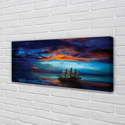 Canvas képek Felhők tengeri hajó este