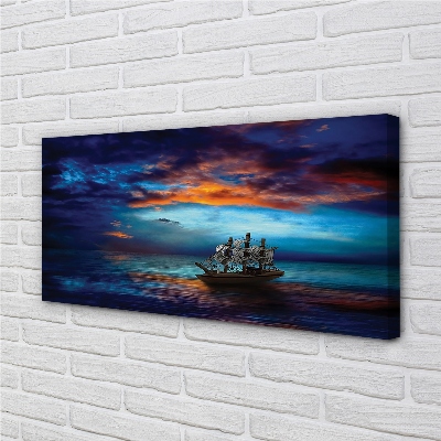 Canvas képek Felhők tengeri hajó este