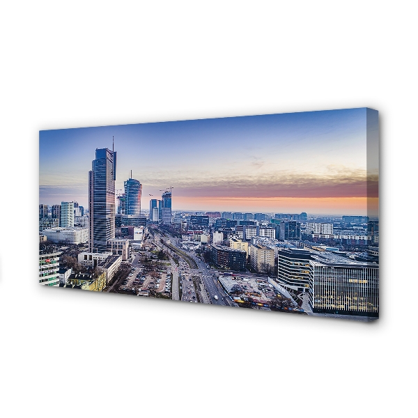 Canvas képek Körkép Varsó felhőkarcolók napkelte