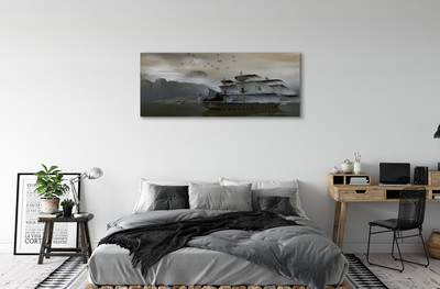 Canvas képek Hajó tenger hegyek