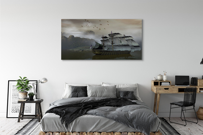 Canvas képek Hajó tenger hegyek