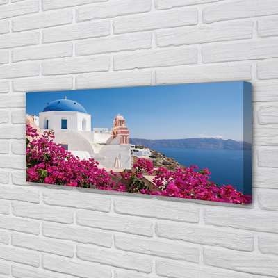 Canvas képek Görögország Virág tenger épületek