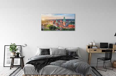 Canvas képek Krakow vár panoráma napkeltekor