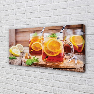 Canvas képek Hideg tea citrus szívószálak