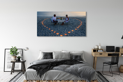 Canvas képek Szív egy pár gyertyát tenger