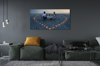 Canvas képek Szív egy pár gyertyát tenger