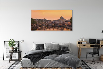 Canvas képek Róma Sunset folyami hidak épületek