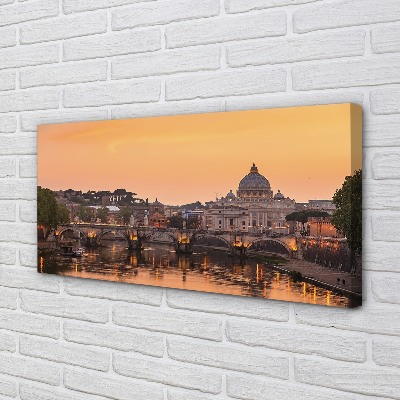 Canvas képek Róma Sunset folyami hidak épületek
