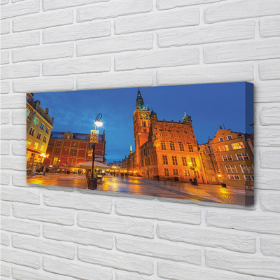 Canvas képek Gdansk Óváros éjszaka templom