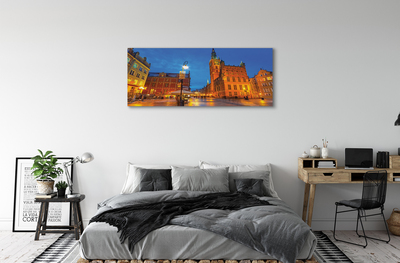 Canvas képek Gdansk Óváros éjszaka templom