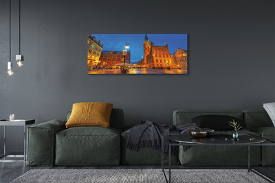 Canvas képek Gdansk Óváros éjszaka templom