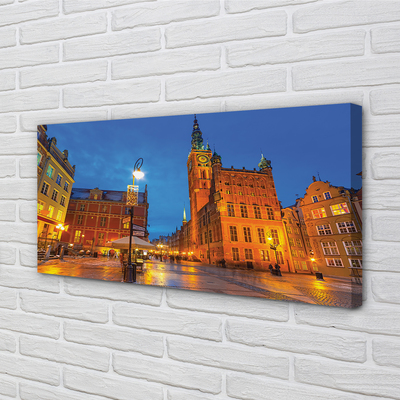 Canvas képek Gdansk Óváros éjszaka templom