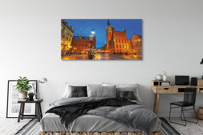 Canvas képek Gdansk Óváros éjszaka templom