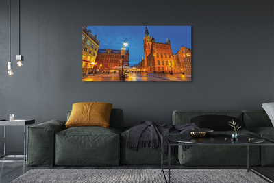 Canvas képek Gdansk Óváros éjszaka templom