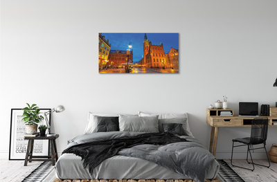 Canvas képek Gdansk Óváros éjszaka templom