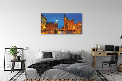 Canvas képek Gdansk Óváros éjszaka templom