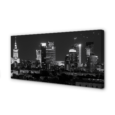 Canvas képek Éjszakai panoráma Varsó felhőkarcolók