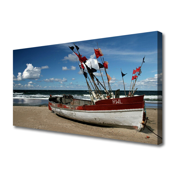 Vászonkép Boat Sea Beach Landscape