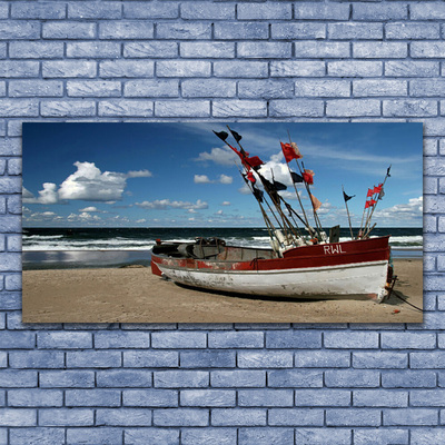 Vászonkép Boat Sea Beach Landscape