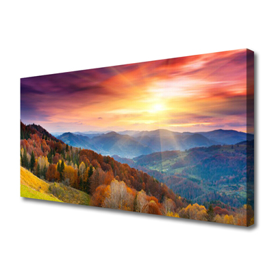 Canvas kép A Sun Mountain Forest Landscape