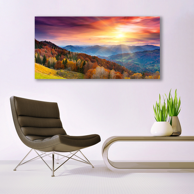 Canvas kép A Sun Mountain Forest Landscape