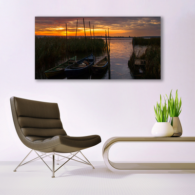 Canvas kép Boat Sea Grass Landscape