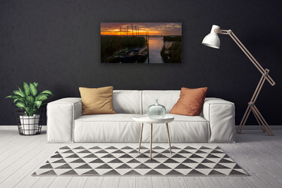 Canvas kép Boat Sea Grass Landscape