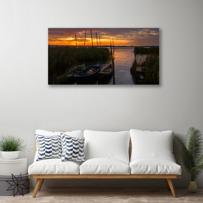 Canvas kép Boat Sea Grass Landscape