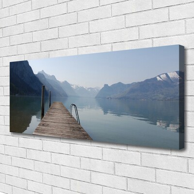 Vászonkép falra Pier tó hegyek táj