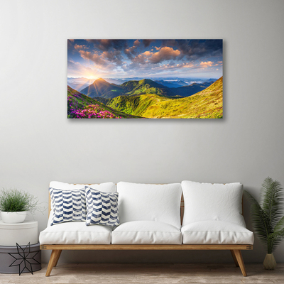 Vászonkép Sun Mountain Meadow Landscape