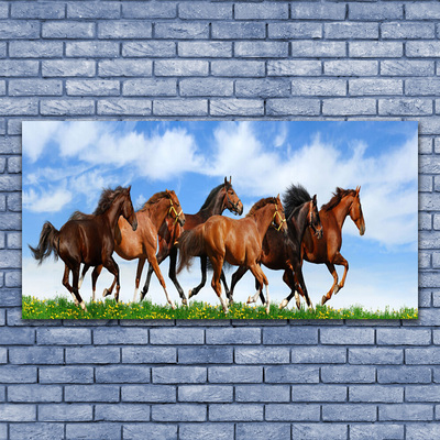 Canvas kép Vágtázó lovak legelő