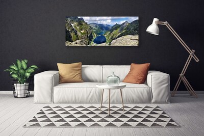 Vászonkép nyomtatás Mountain Lake Valley Peaks