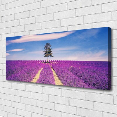 Vászonkép falra Lavender Field Mező Fa