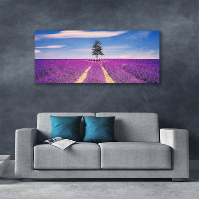 Vászonkép falra Lavender Field Mező Fa