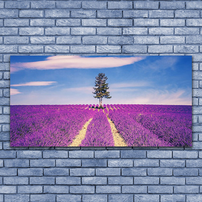 Vászonkép falra Lavender Field Mező Fa