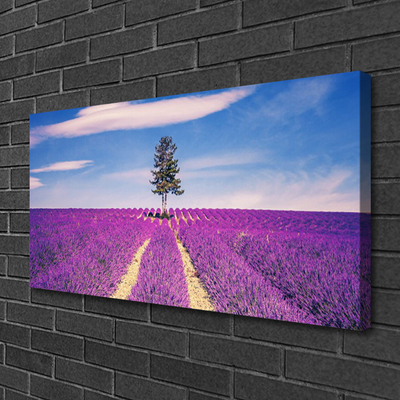 Vászonkép falra Lavender Field Mező Fa