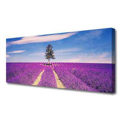 Vászonkép falra Lavender Field Mező Fa