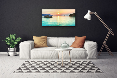 Vászonkép Sun Rocks Sea Landscape