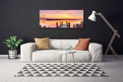 Vászonkép falra Pier Sunset Lake