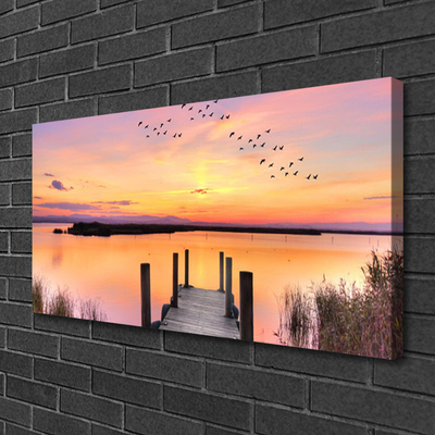 Vászonkép falra Pier Sunset Lake