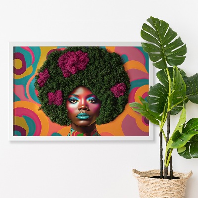 Fali moha kép Nő afrofrizurával
