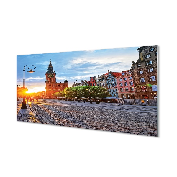 Üvegképek Gdańsk óvárosának napkelte