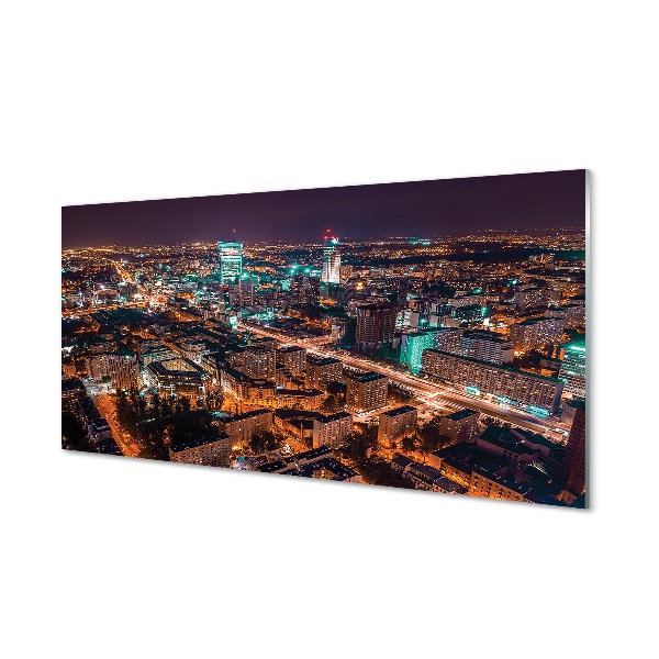 Üvegképek Varsó Város éjszaka panoráma