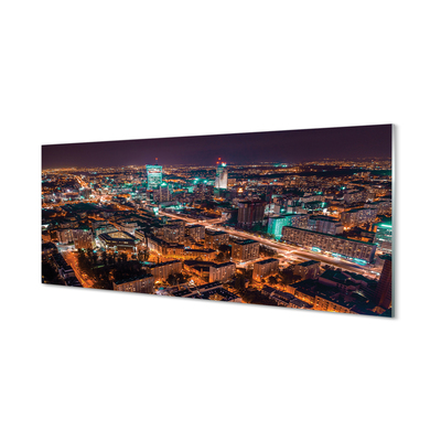 Üvegképek Varsó Város éjszaka panoráma